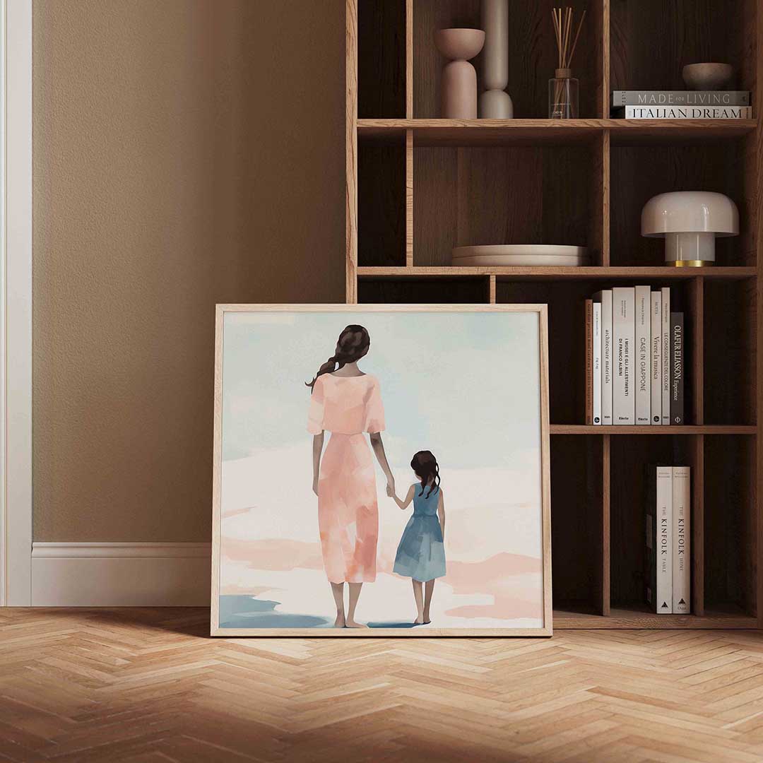 Moeder en kind – portret poster in vierkant formaat