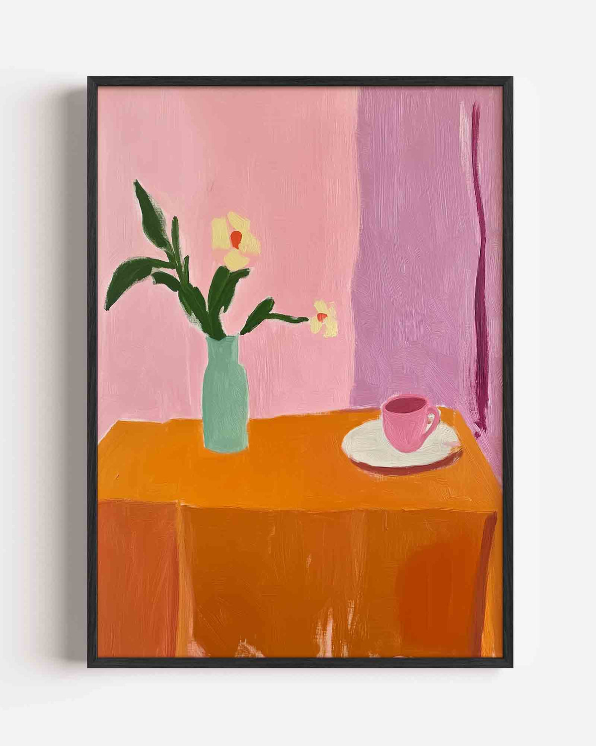 Bloemen en kopje – moderne portret poster als wanddecoratie