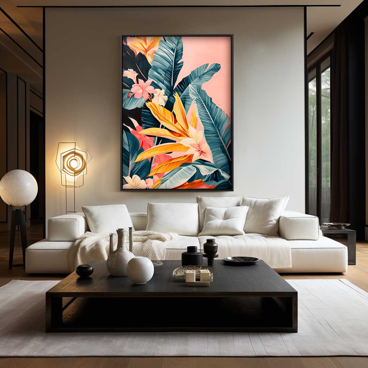 Tropische Bloemenpracht – canvas wanddecoratie in portret formaat