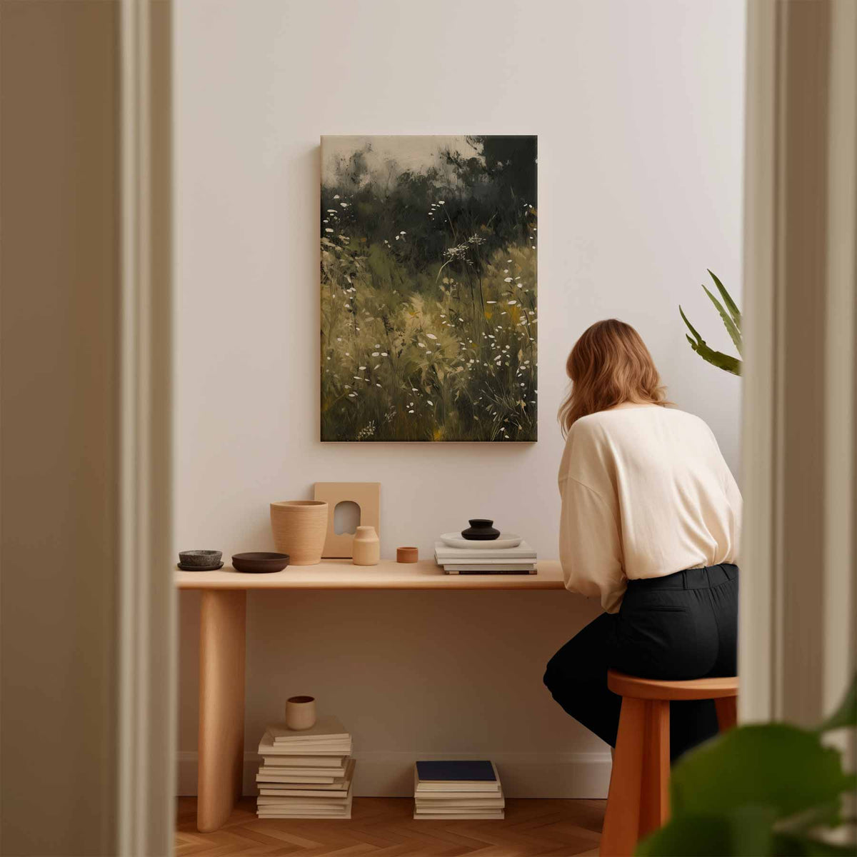 Betoverend Bloemenveld – modern portret kunstwerk van WallArtistic