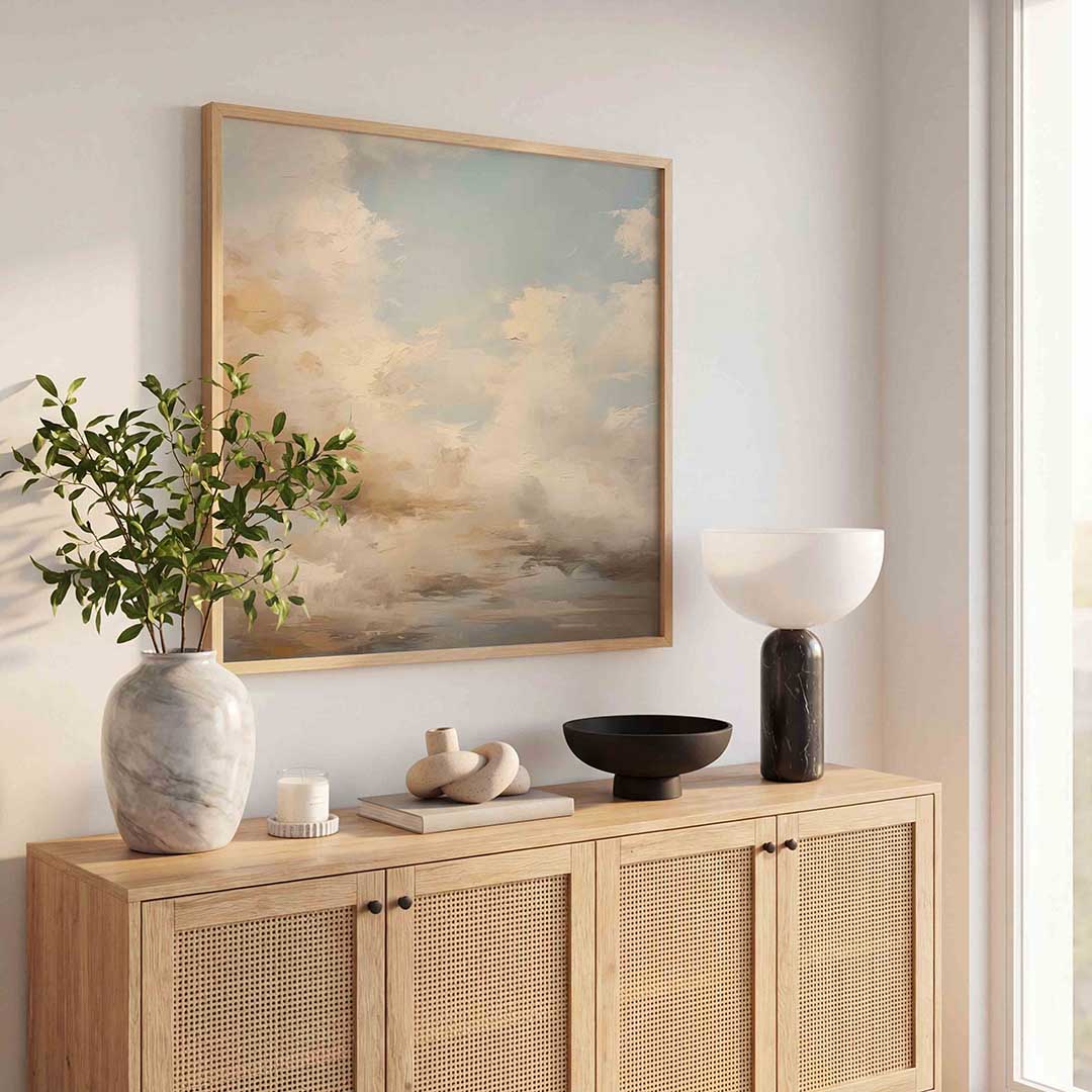 Wolkenlucht – illustratie poster in vierkant formaat