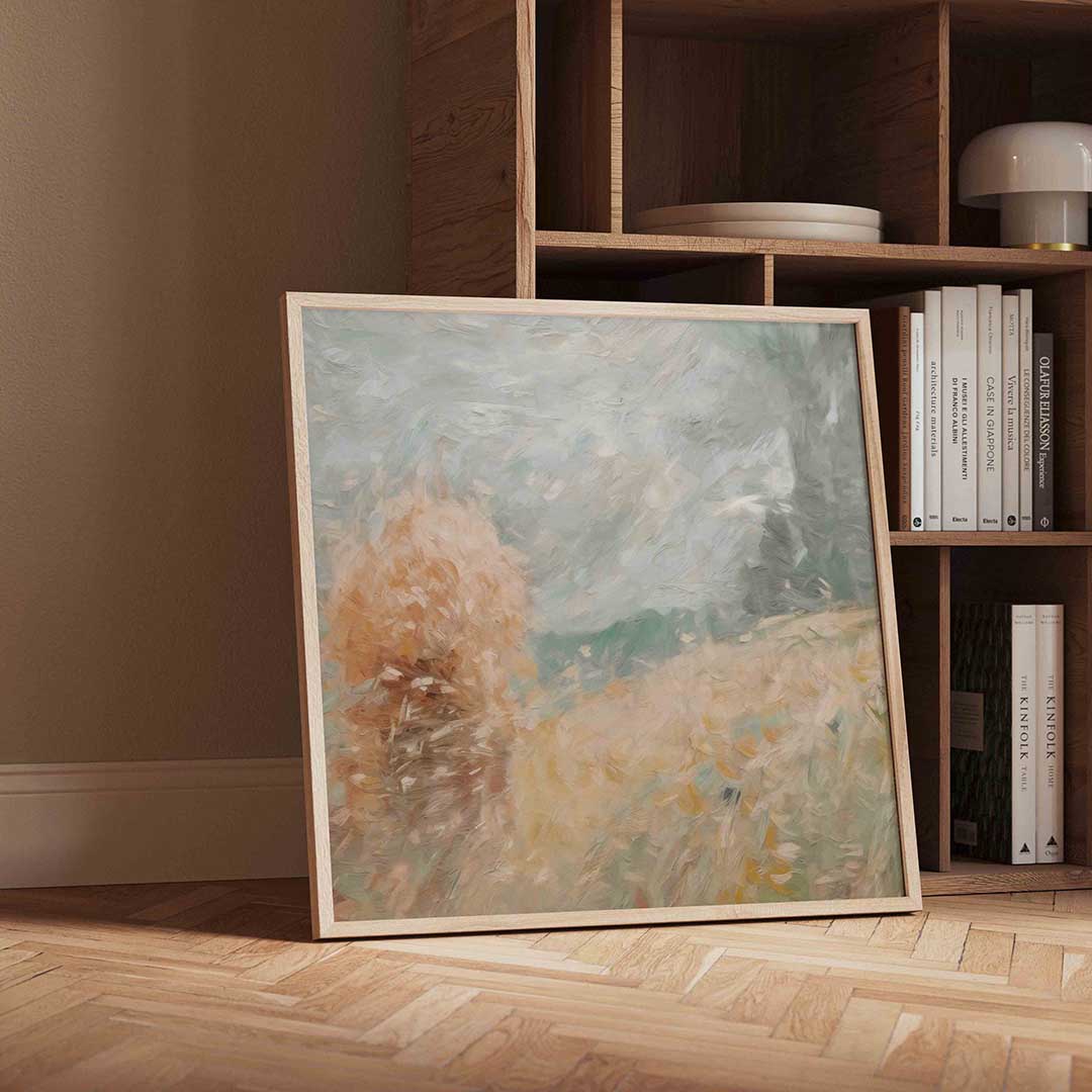Landschap met korenveld – vintage wandkunst als vierkante poster