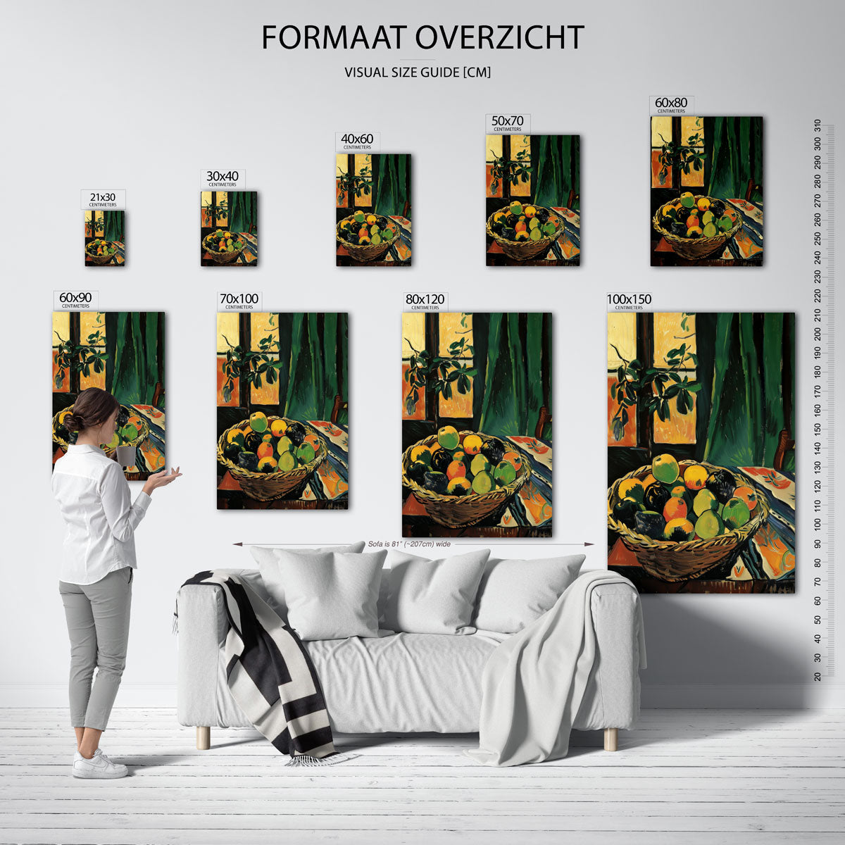 Mand met fruit – staande muurposter met hedendaagse illustratie