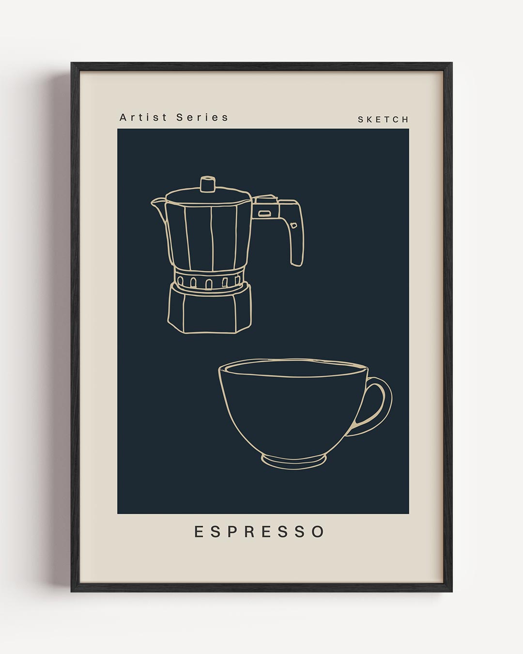Artistieke Espresso Sketch – keuken portret poster als wanddecoratie