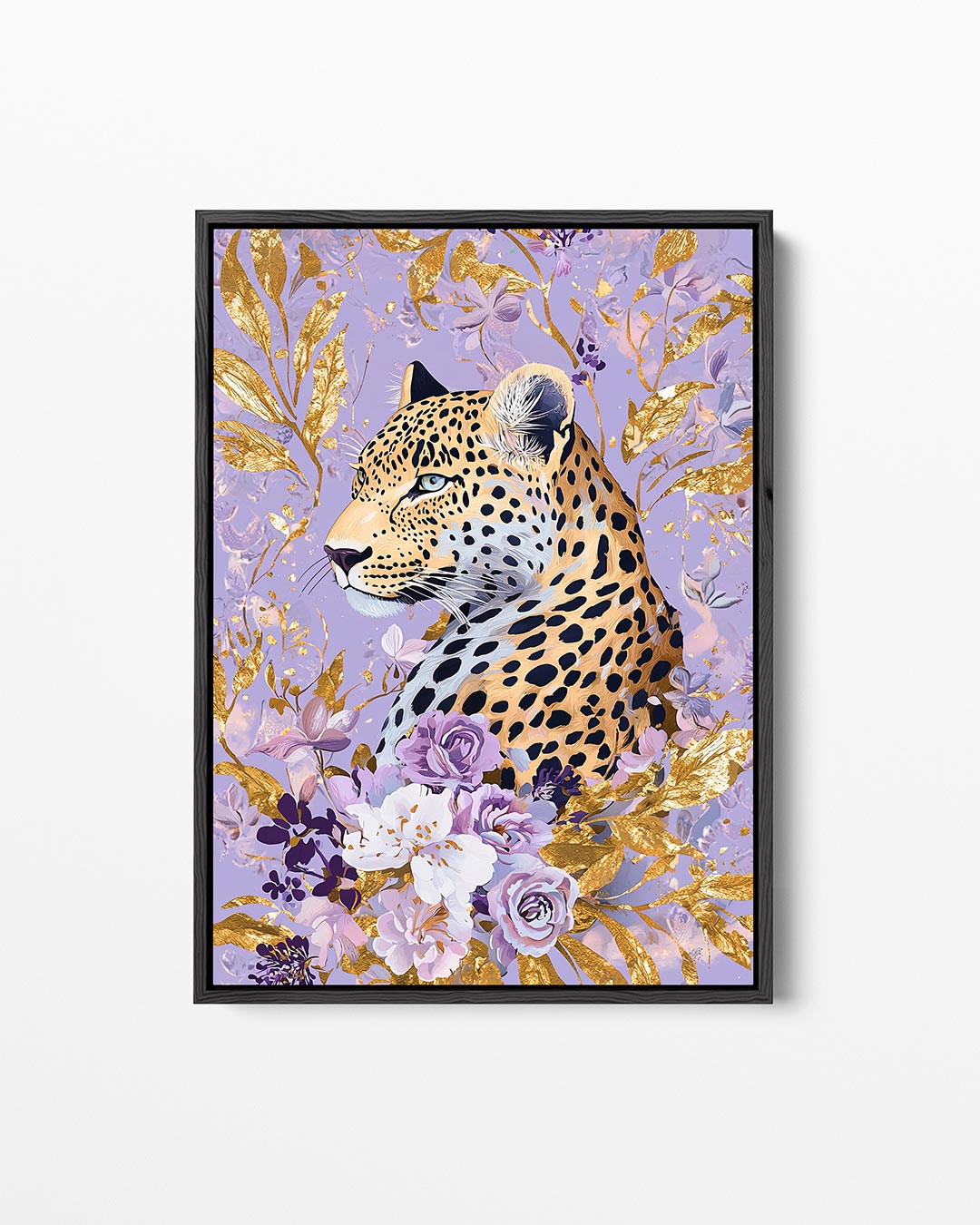 Luipaard met bloemen – staand wanddecoratie kunstwerk