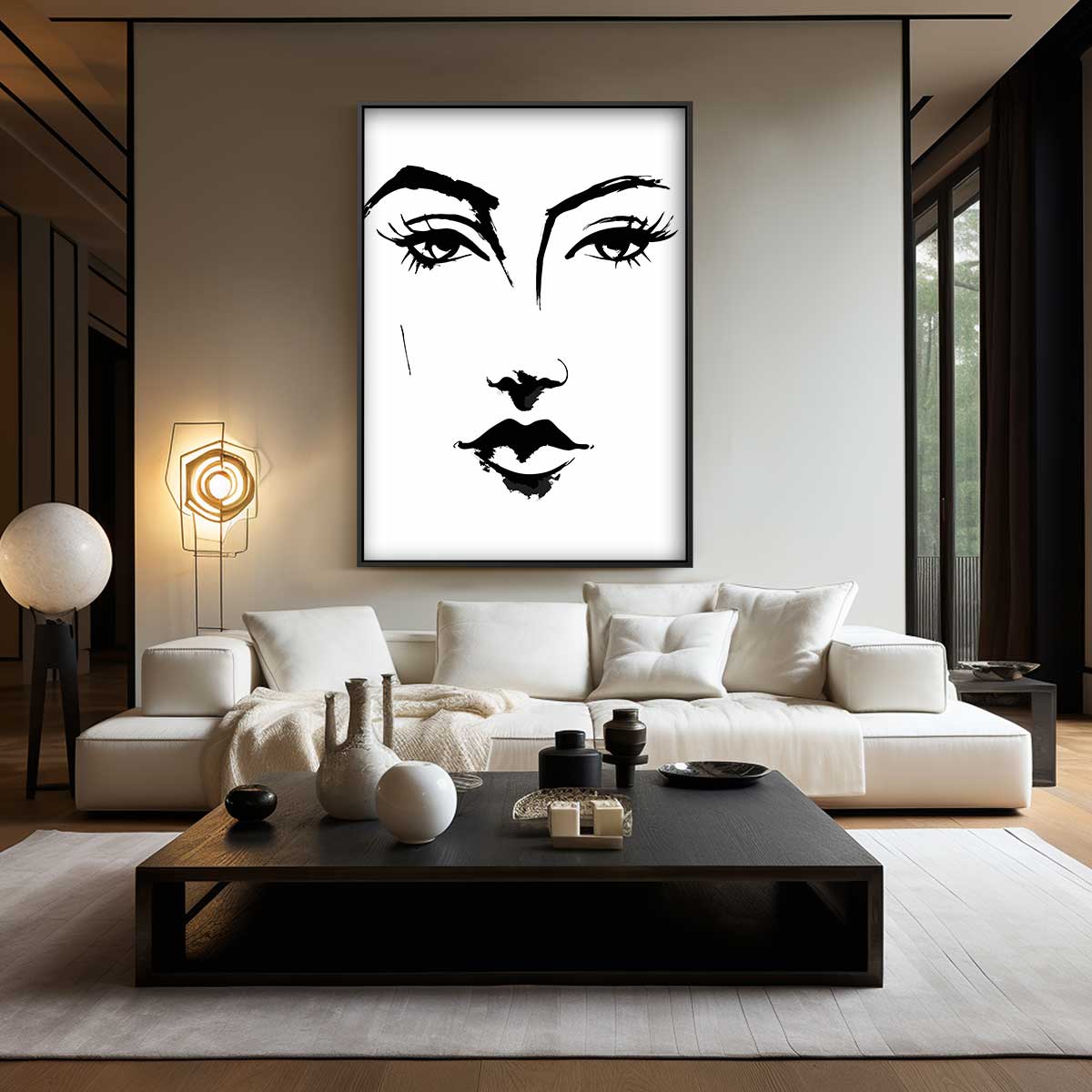 Minimalistisch Portret in Zwart-Wit – kunstwerk met zwarte baklijst