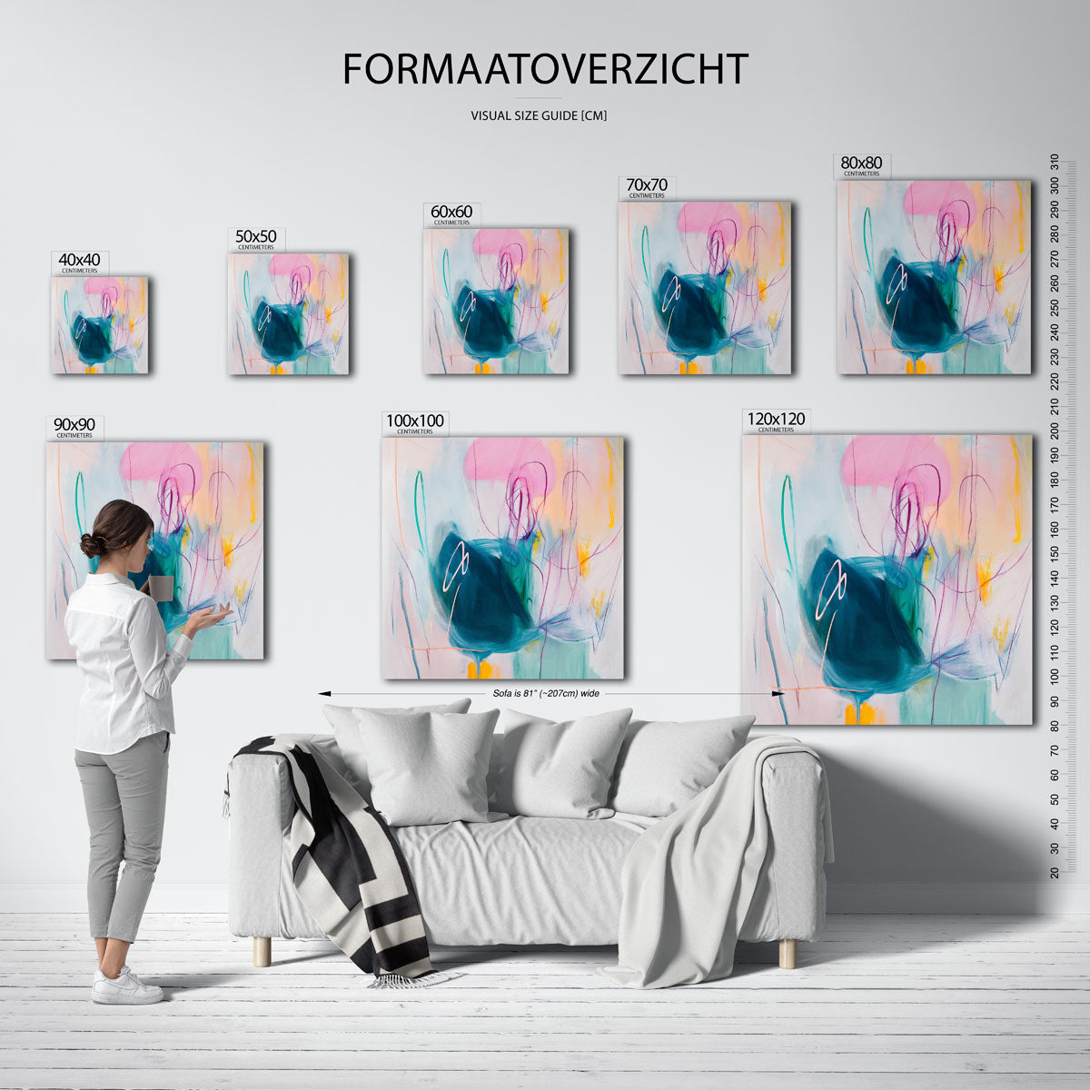 Abstracte vormen en kleuren – vierkante muurposter met kleurrijke vormen