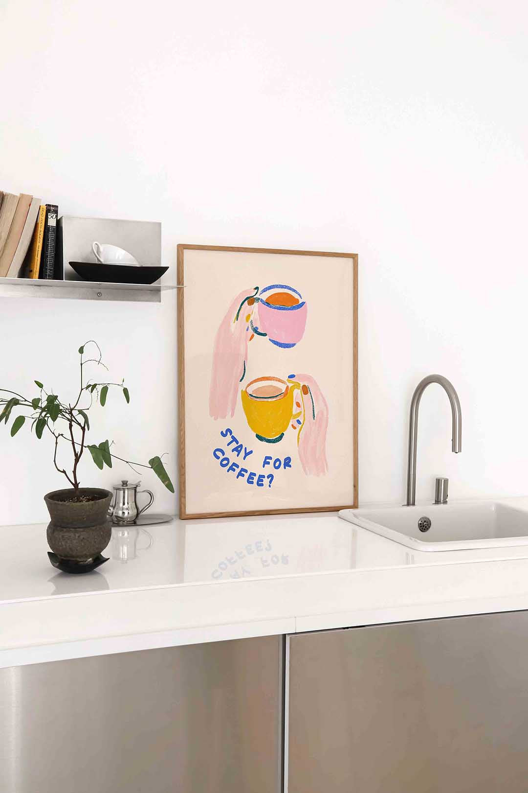 Kleurrijke koffiekopjes – staande keuken wanddecoratie van WallArtistic