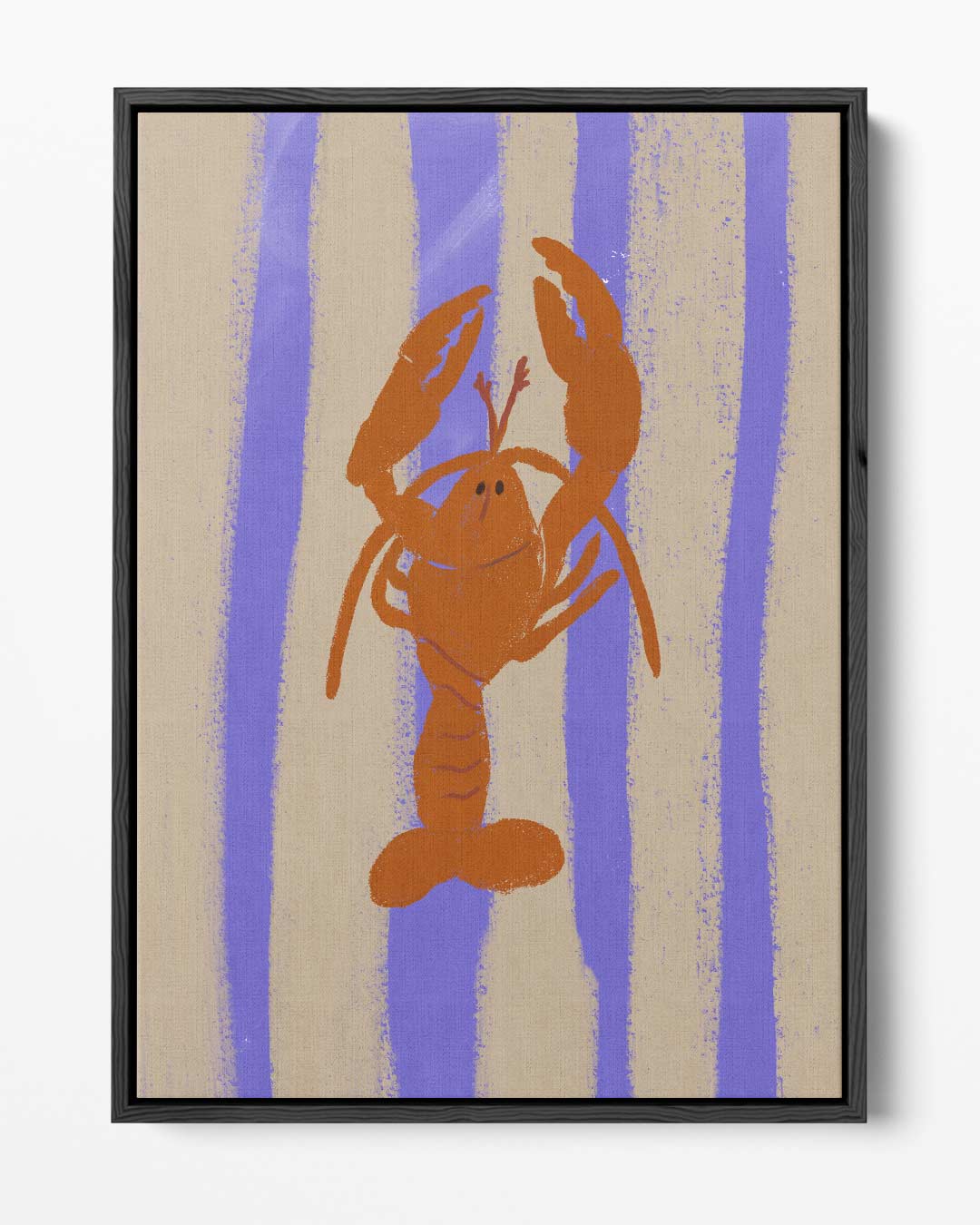 Dansende Kreeft op Streepjesachtergrond – portret kunstwerk als wanddecoratie