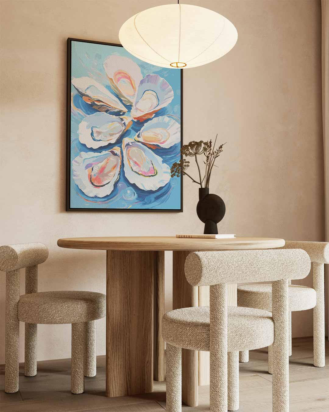 Vrolijke Oesters op Zee – canvas wanddecoratie in portret formaat
