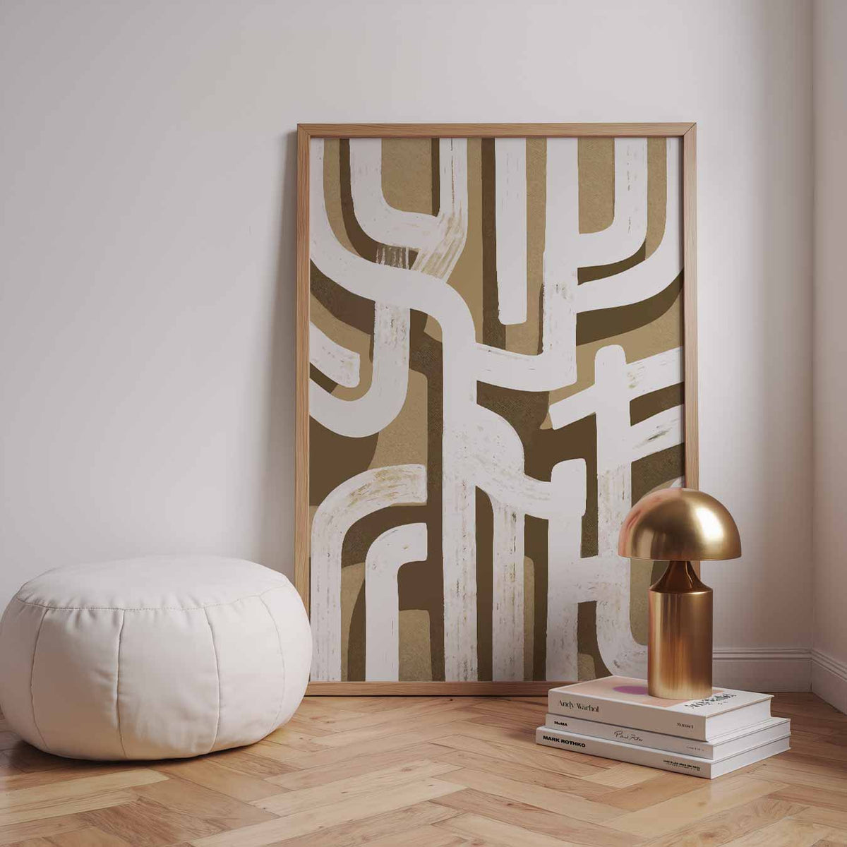 Modern Abstract Beige – abstracte poster in staand formaat