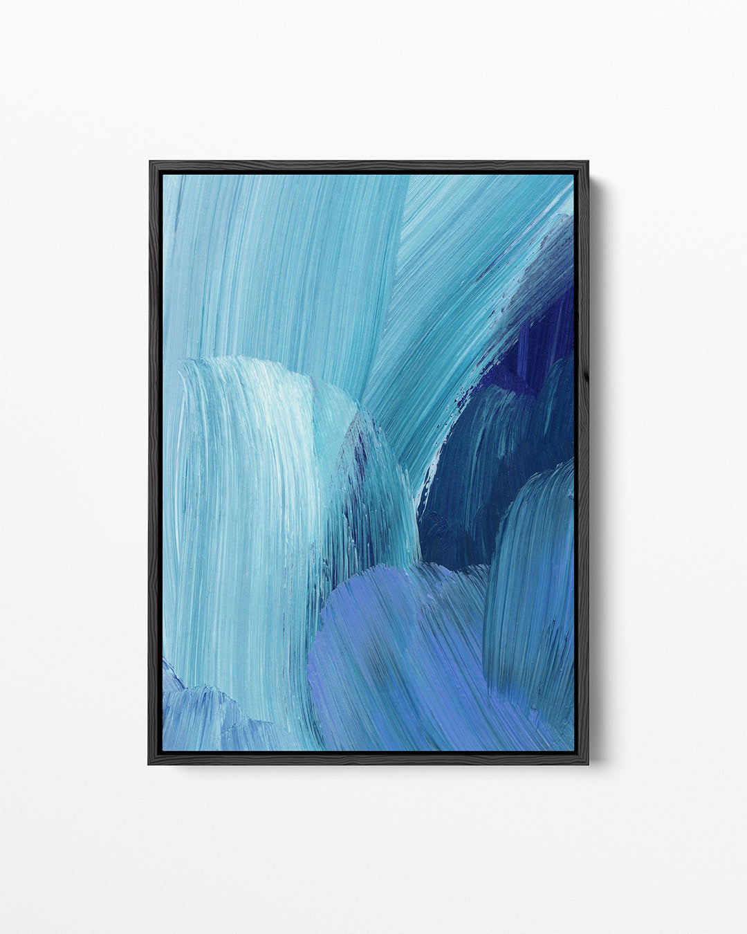 Dynamische blauwe strokes – staand wanddecoratie kunstwerk