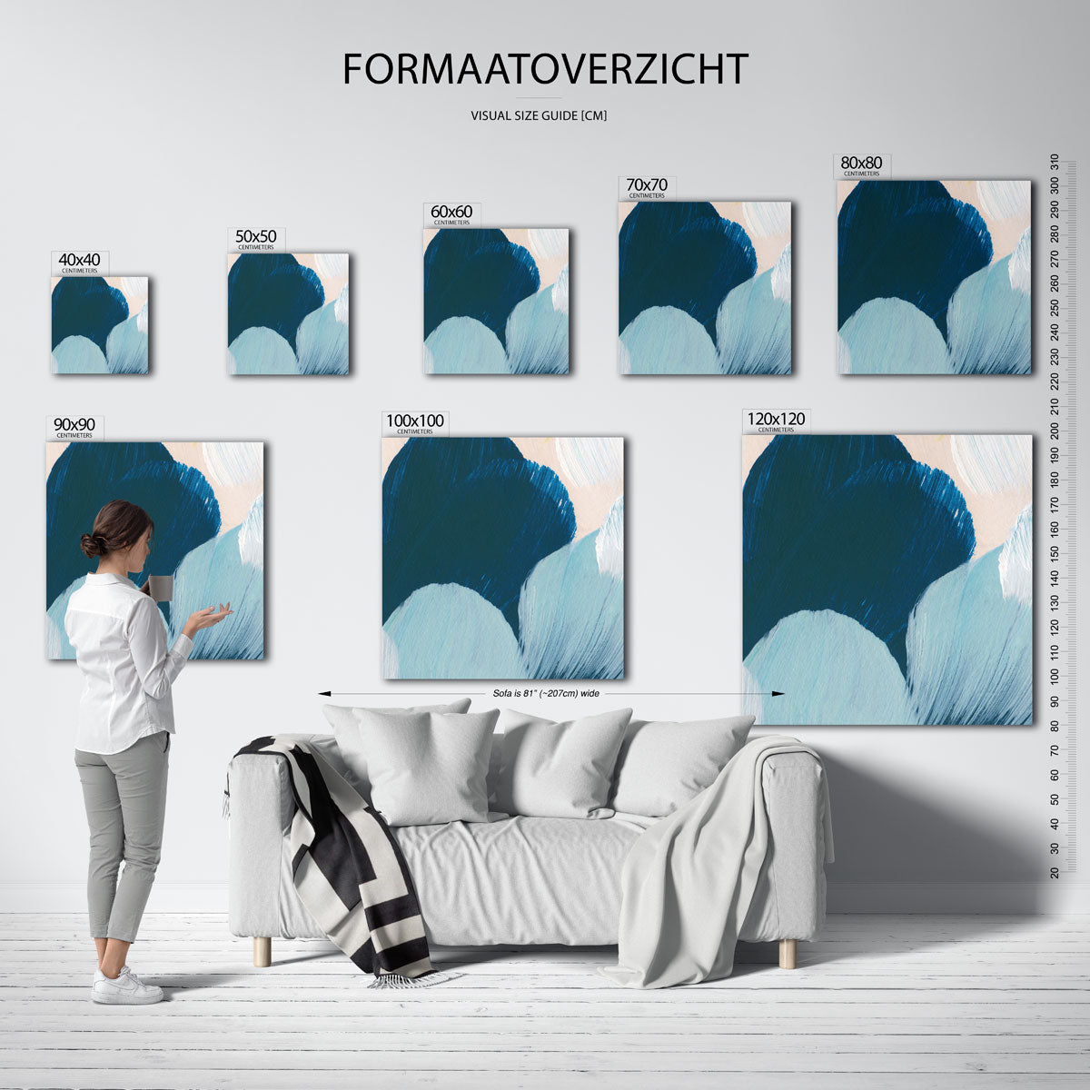 Abstracte penseelstreken – vierkante muurposter met artistieke uitstraling