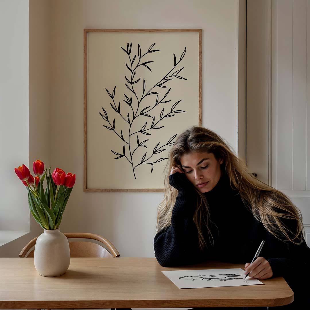 Minimalistische Botanische – bloemen poster in staand formaat