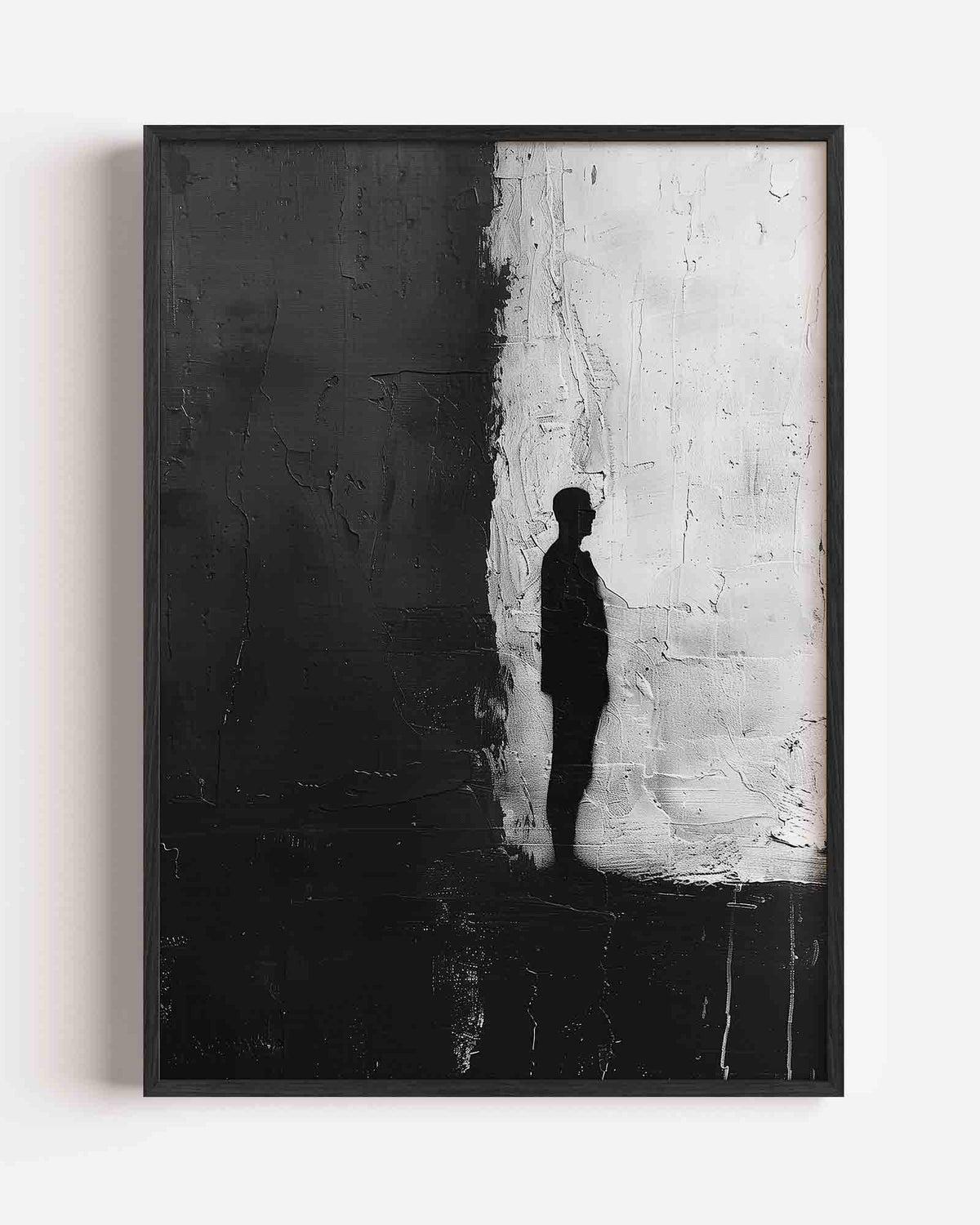 Silhouet tegen tweekleurige achtergrond – abstracte portret poster als wanddecoratie