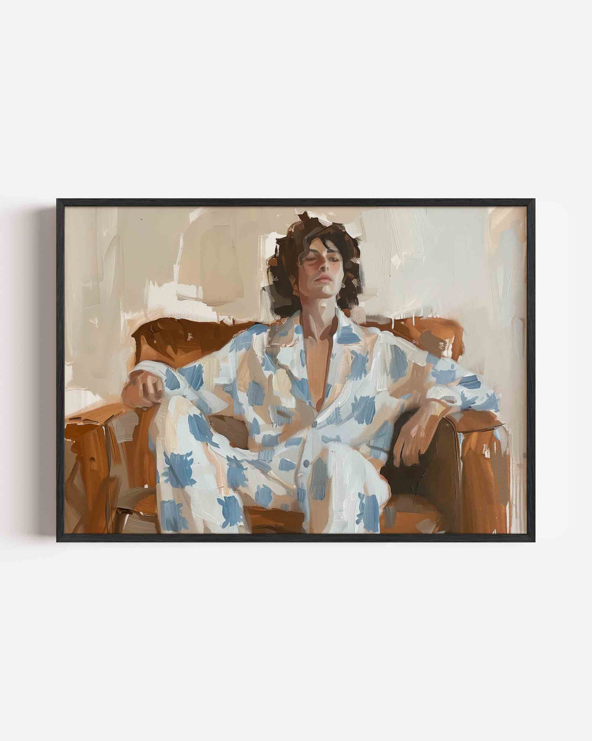Persoon in pyjama – hedendaagse illustratie poster in landscape formaat