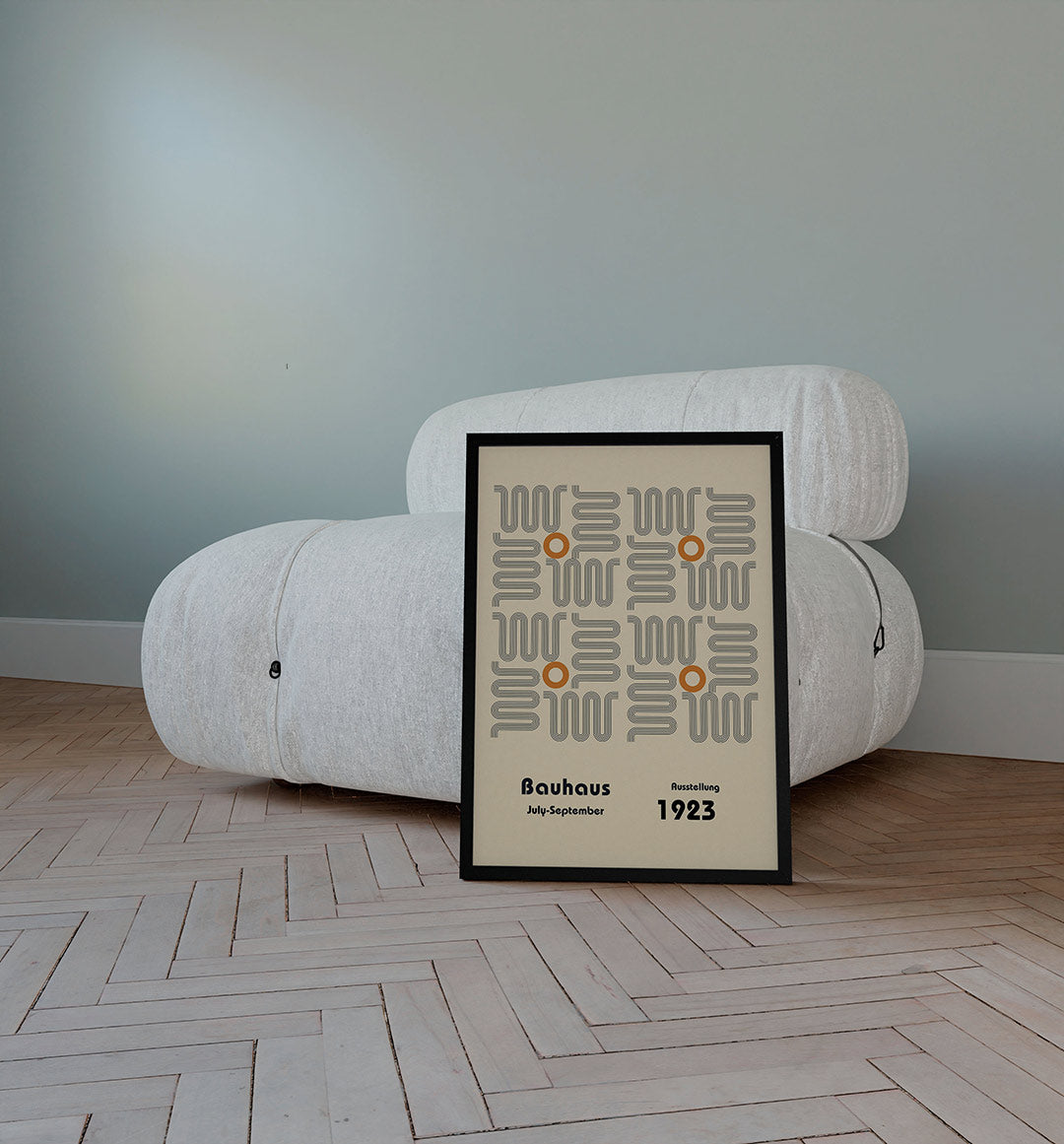 Lijnpatroon en cirkel – staande Bauhaus poster voor aan de muur