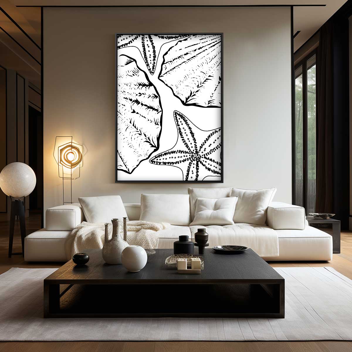 Zeesterren en Schelpen Avontuur – modern portret kunstwerk van WallArtistic