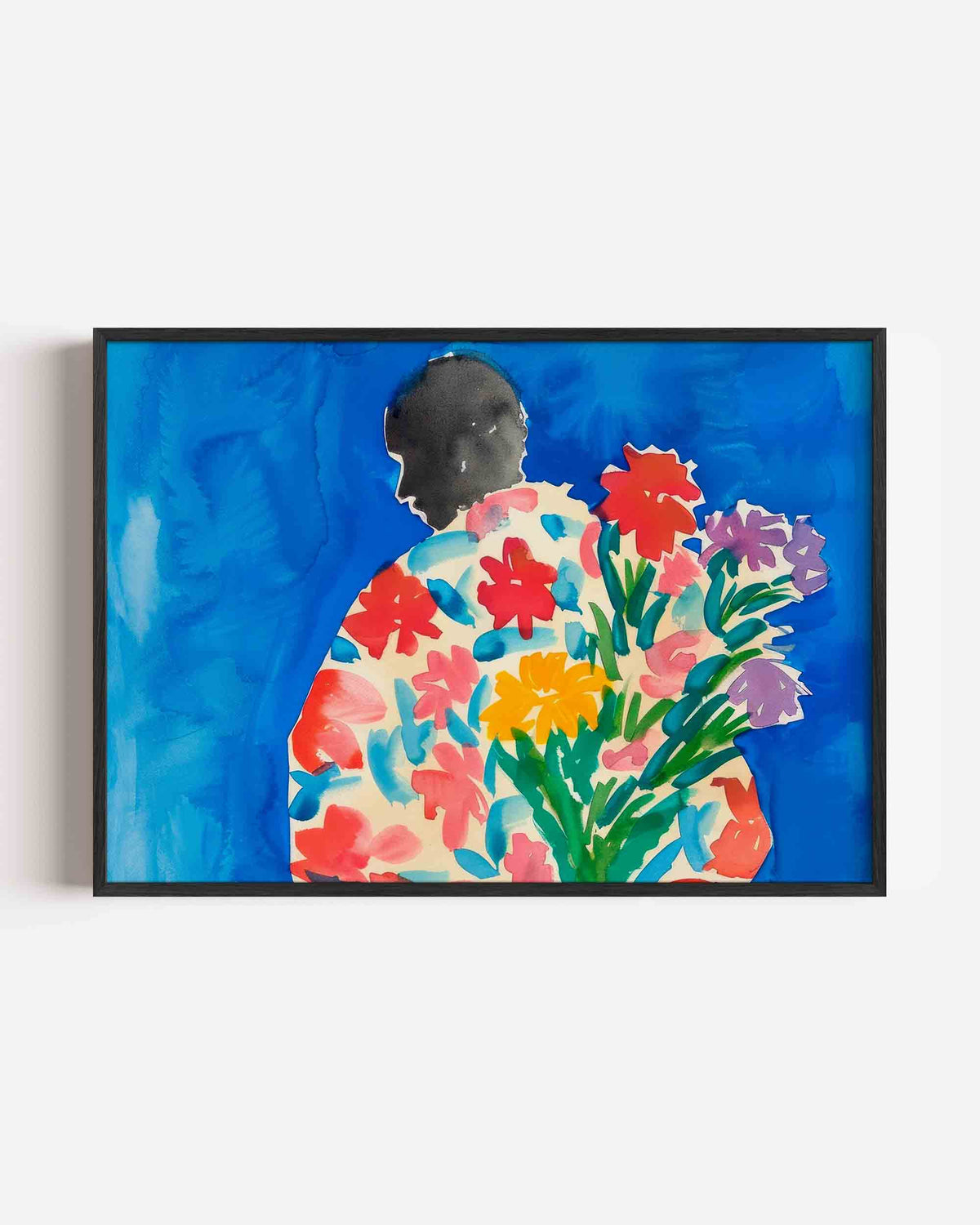 Figuur met bloemen – bloemen landscape poster als wanddecoratie