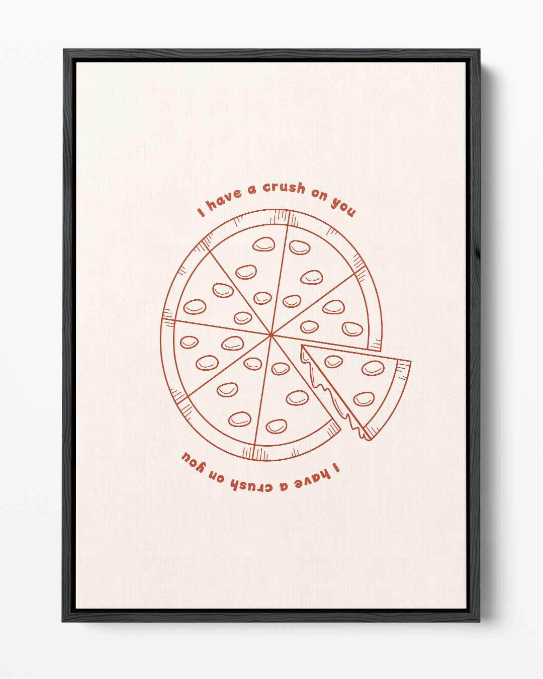 Liefdespizza Illustratie – portret kunstwerk als wanddecoratie