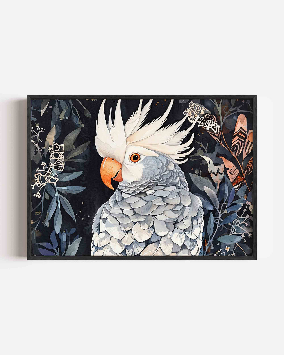 Papegaai met bladeren – dieren landscape poster als wanddecoratie