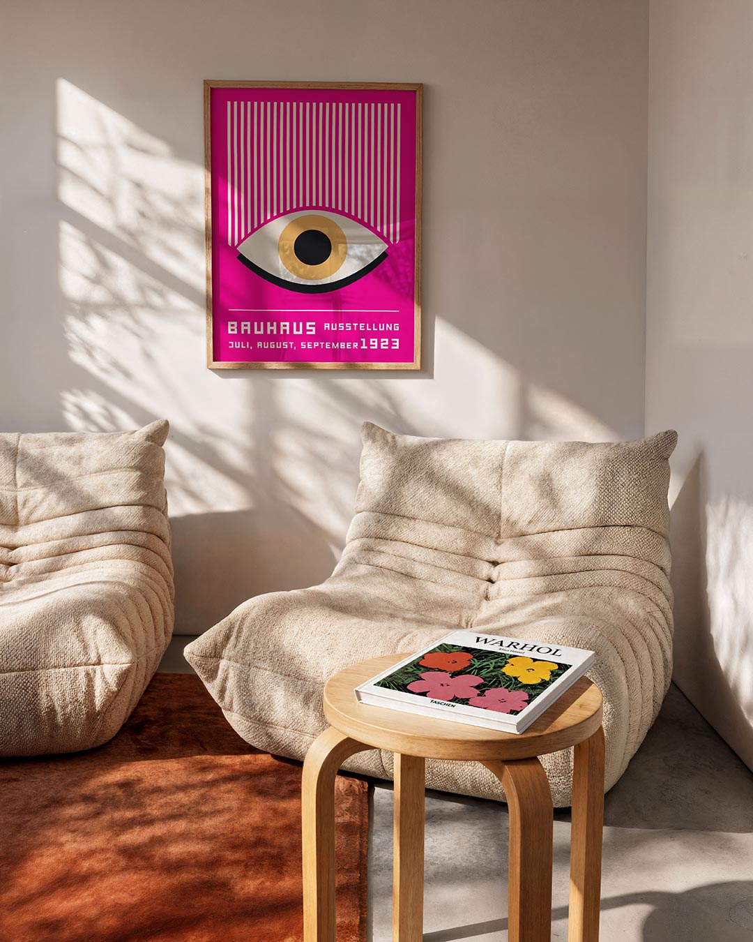 Lijnen en oogvorm – geometrische Bauhaus poster in staand formaat