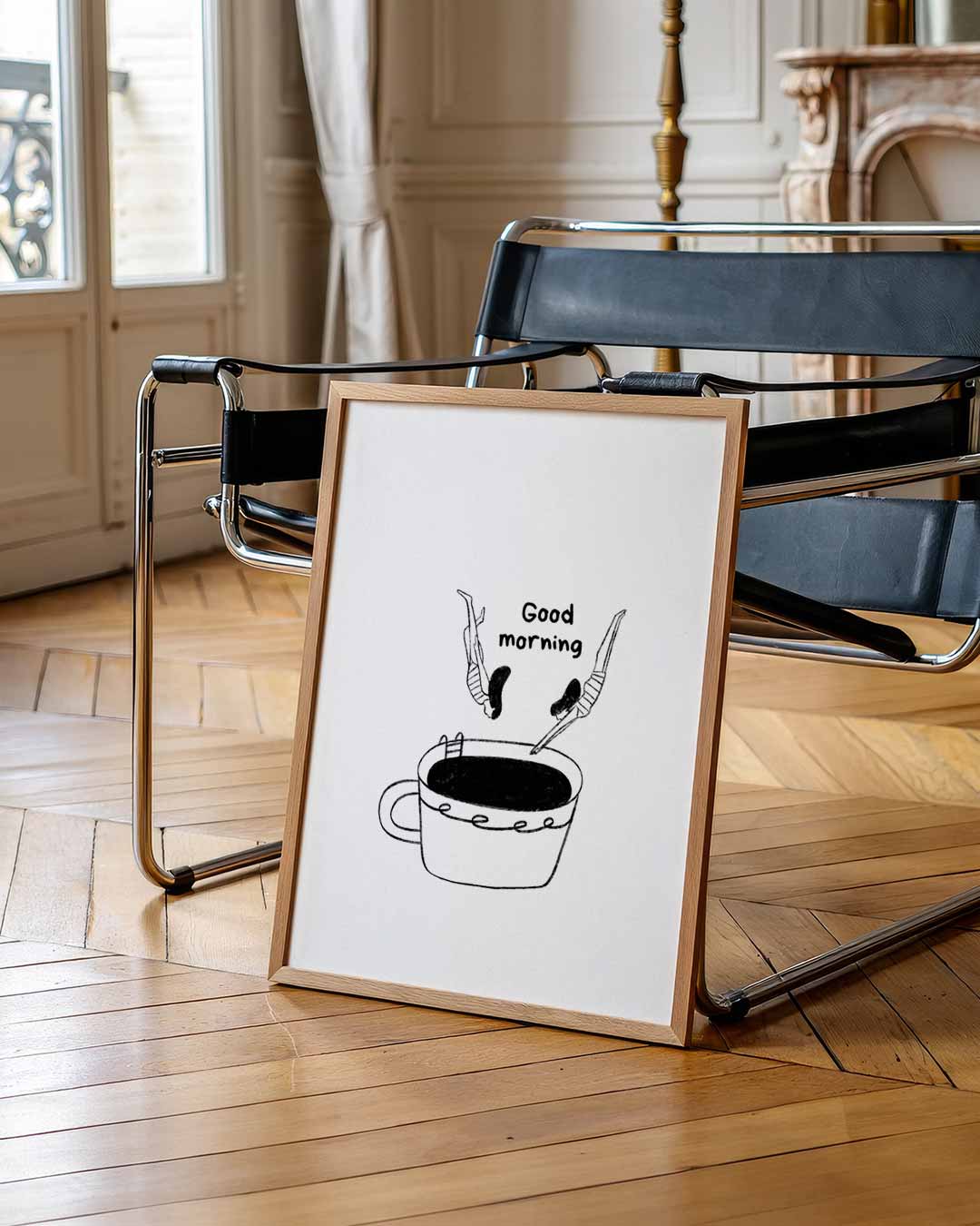 Koffieduik Illustratie – zomerse wandkunst als portret poster