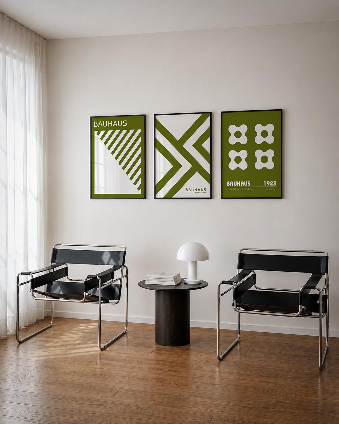 Diagonal lijnen driedelige posterset – deze posterset in drie delen toont een speels lijnenspel met diagonale strepen in