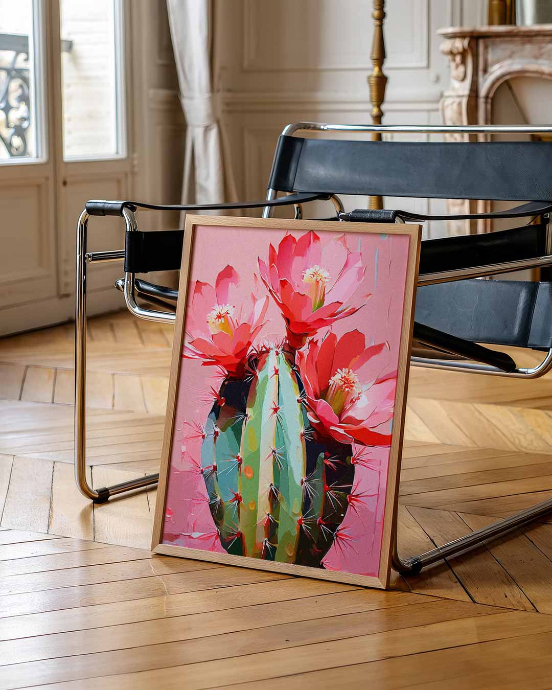 Bloeiende Cactus Kunstposter – staande muurposter voor Pasen