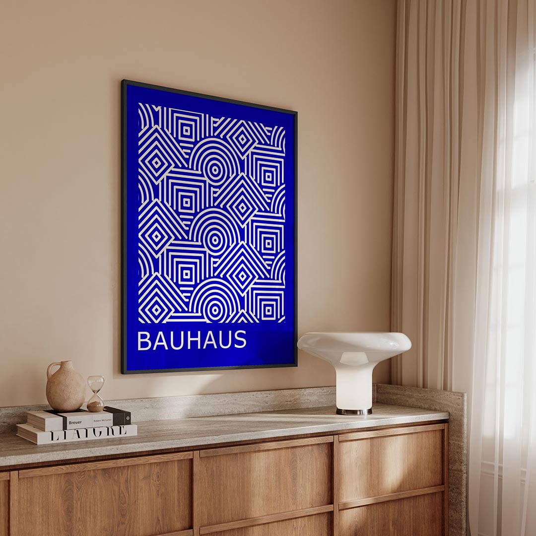 Lijnen en patronen – geometrische Bauhaus poster in staand formaat