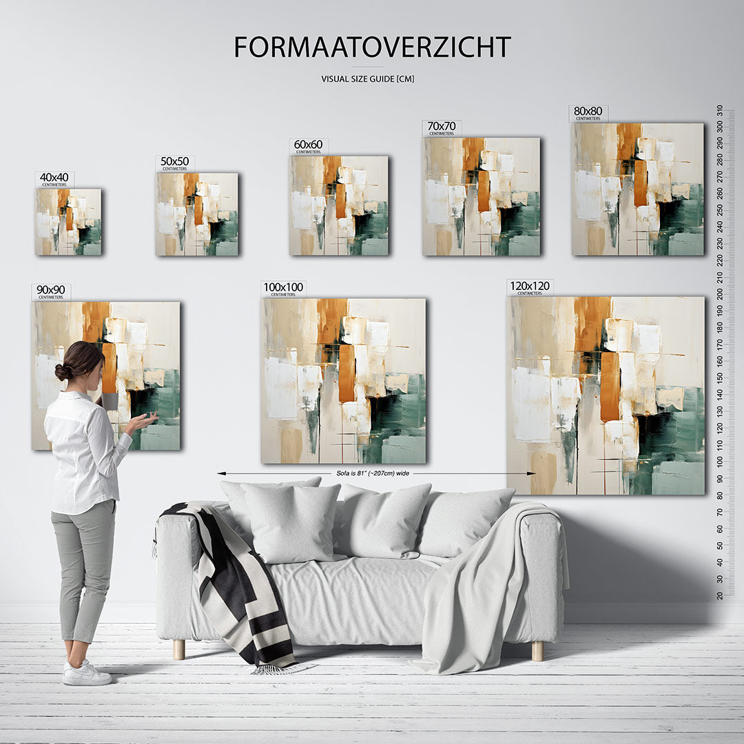 Geometrische kleurencompositie kunstwerk – materiaalweergave – dit werk toont een dynamische mix van rechthoekige vormen in