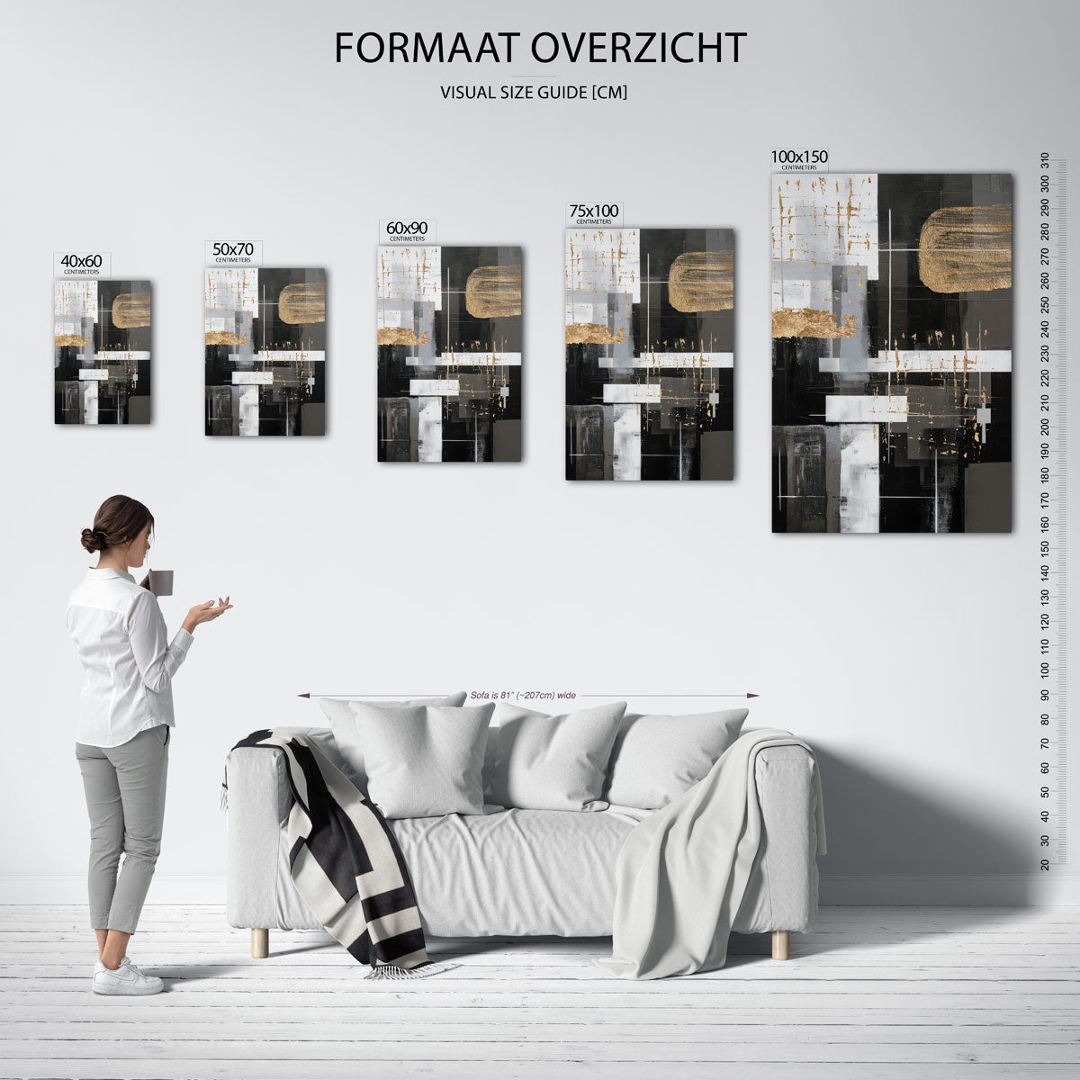 Gelaagde structuren – staand wanddecoratie kunstwerk