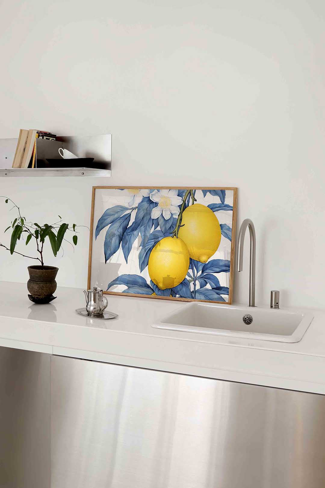 Citroenen en bloemen – keukenposter in liggend formaat