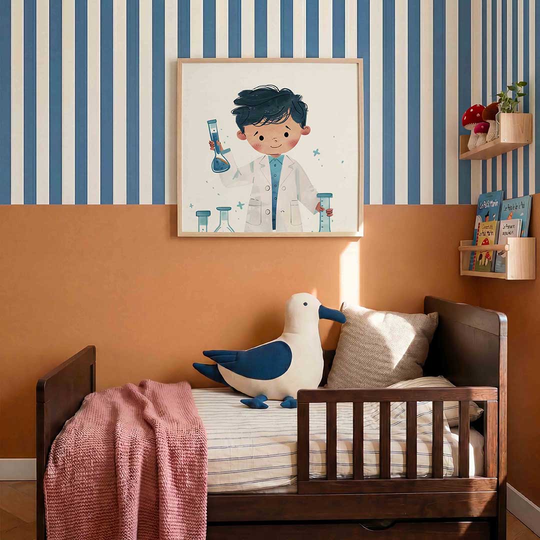 Jonge wetenschapper – kids poster in vierkant formaat