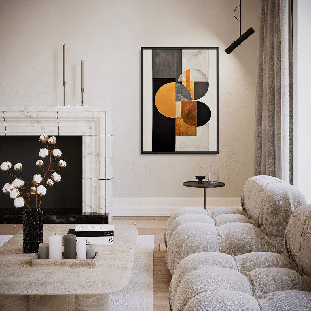 Geometrische vormen compositie – moderne staande wandkunst