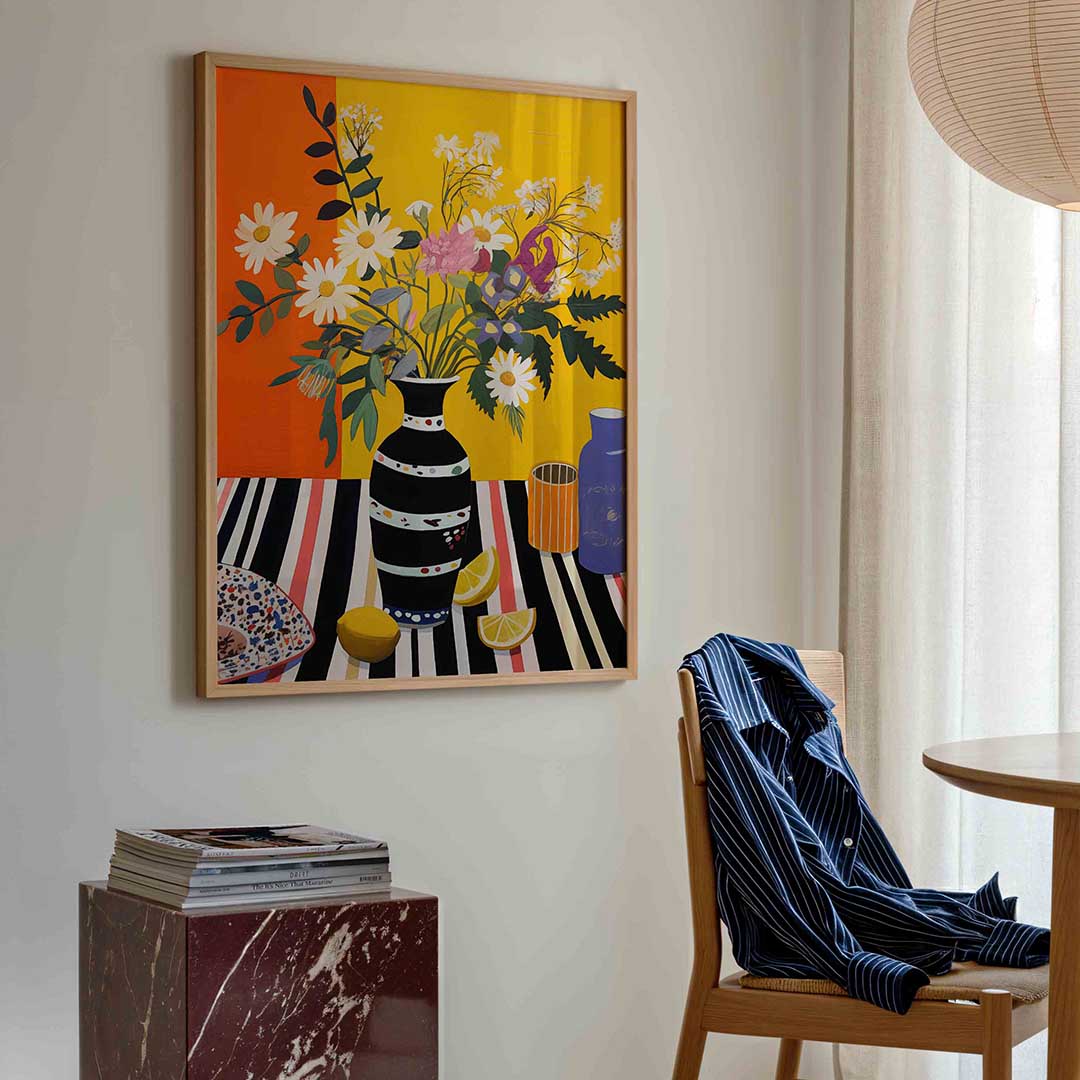 Bloemen en citroenen – bloemen poster in staand formaat