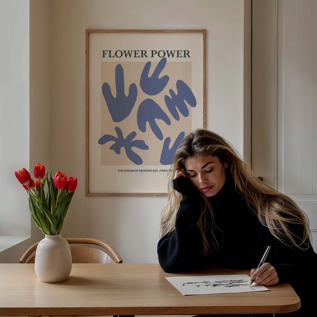 Flower Power – staande muurposter met kleurrijke abstracte vormen