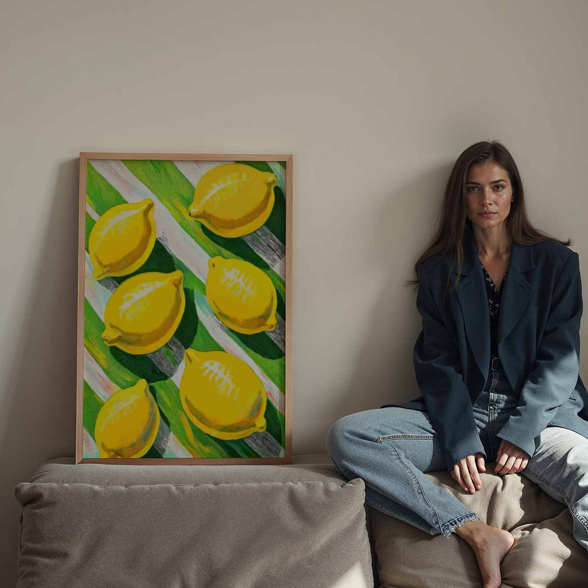 Zonnige Citroenen Kunstposter – staande keuken wanddecoratie van WallArtistic