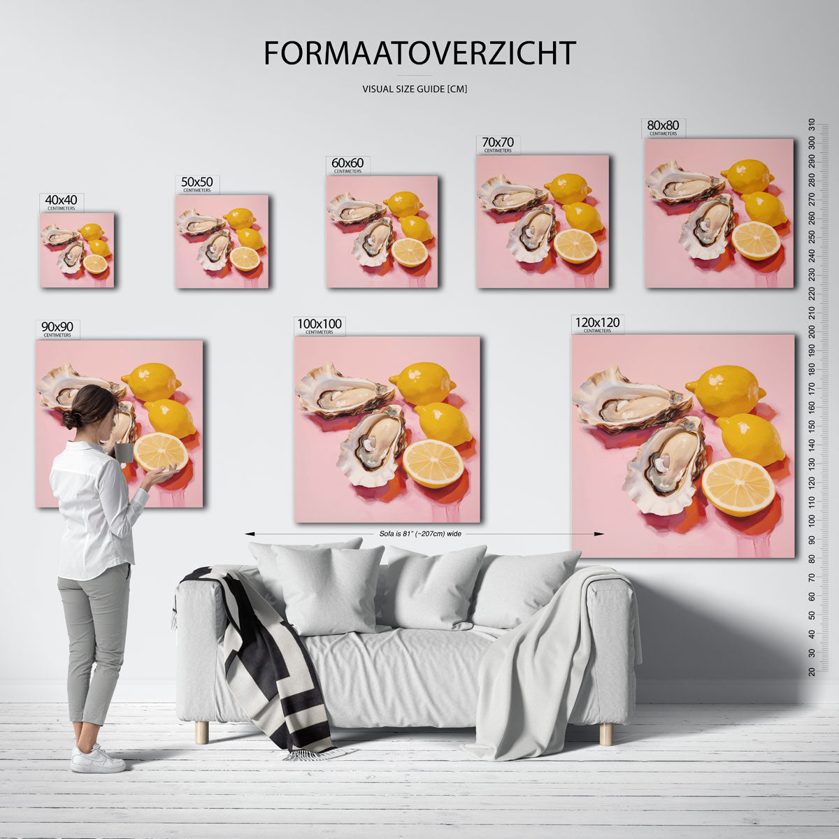 Oesters en citroenen – vierkante muurposter voor keuken of eethoek