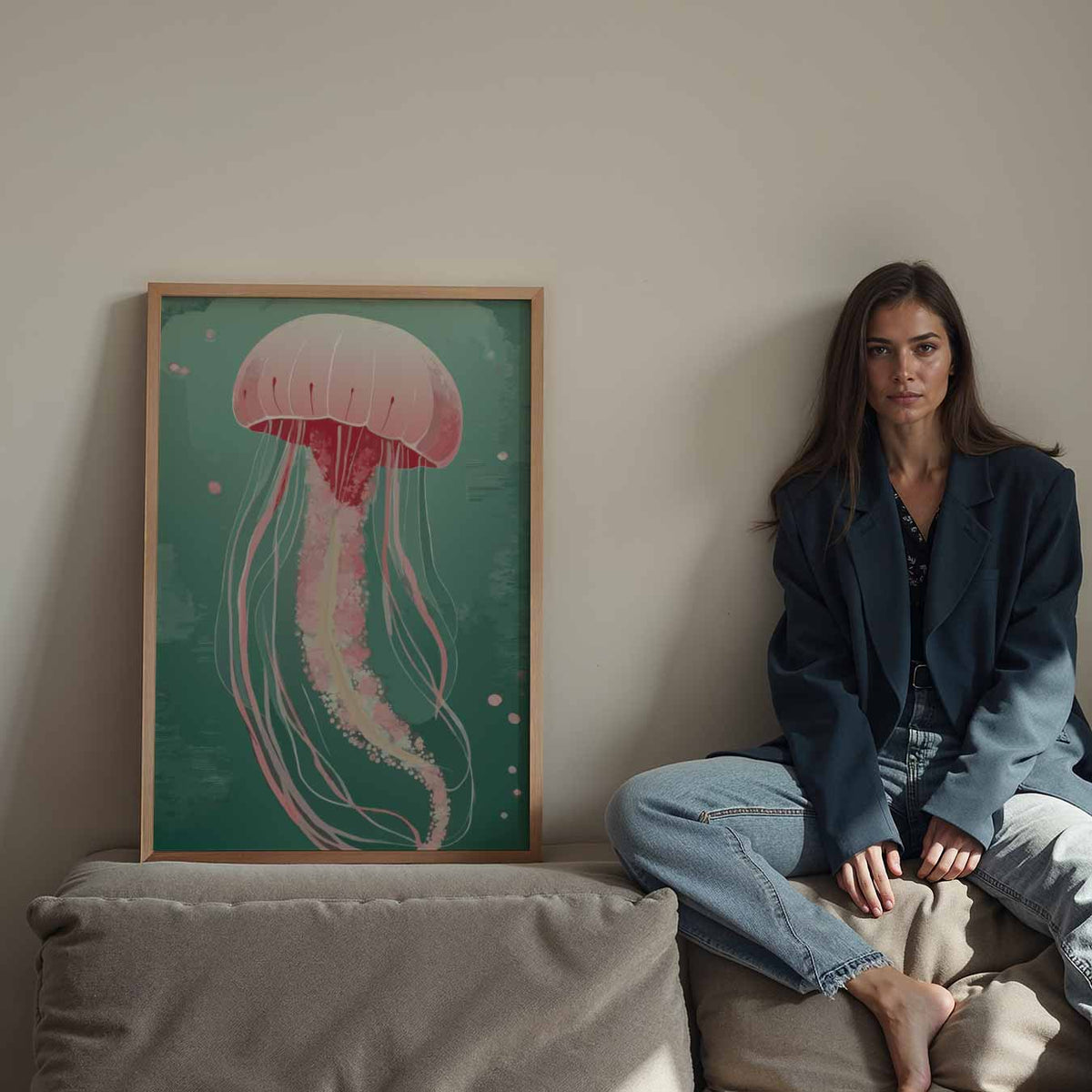 Dromerige Kwal Onderwater – Streetart wandkunst als portret poster
