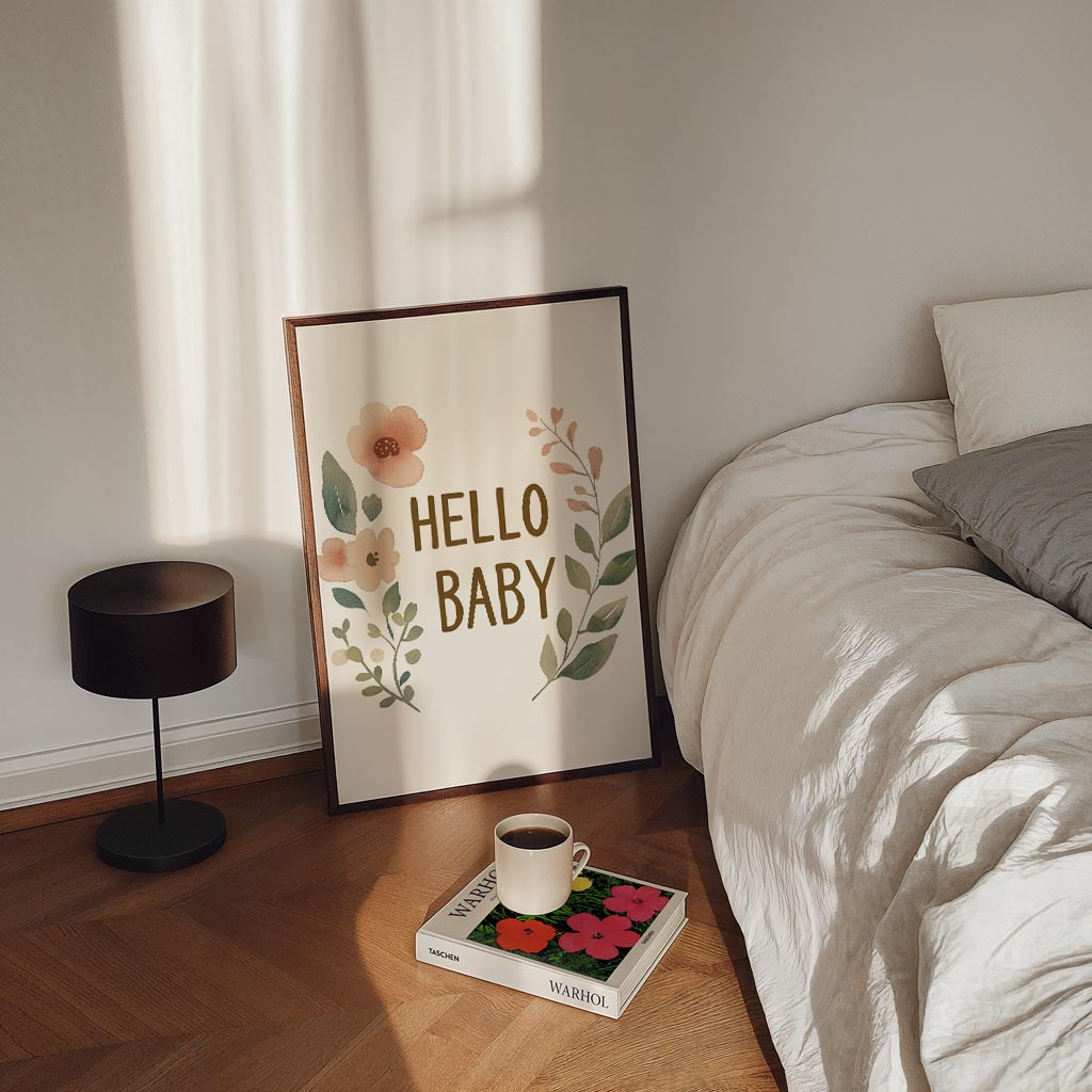 Speelse Baby Bloemenposter – kinderposter in staand formaat