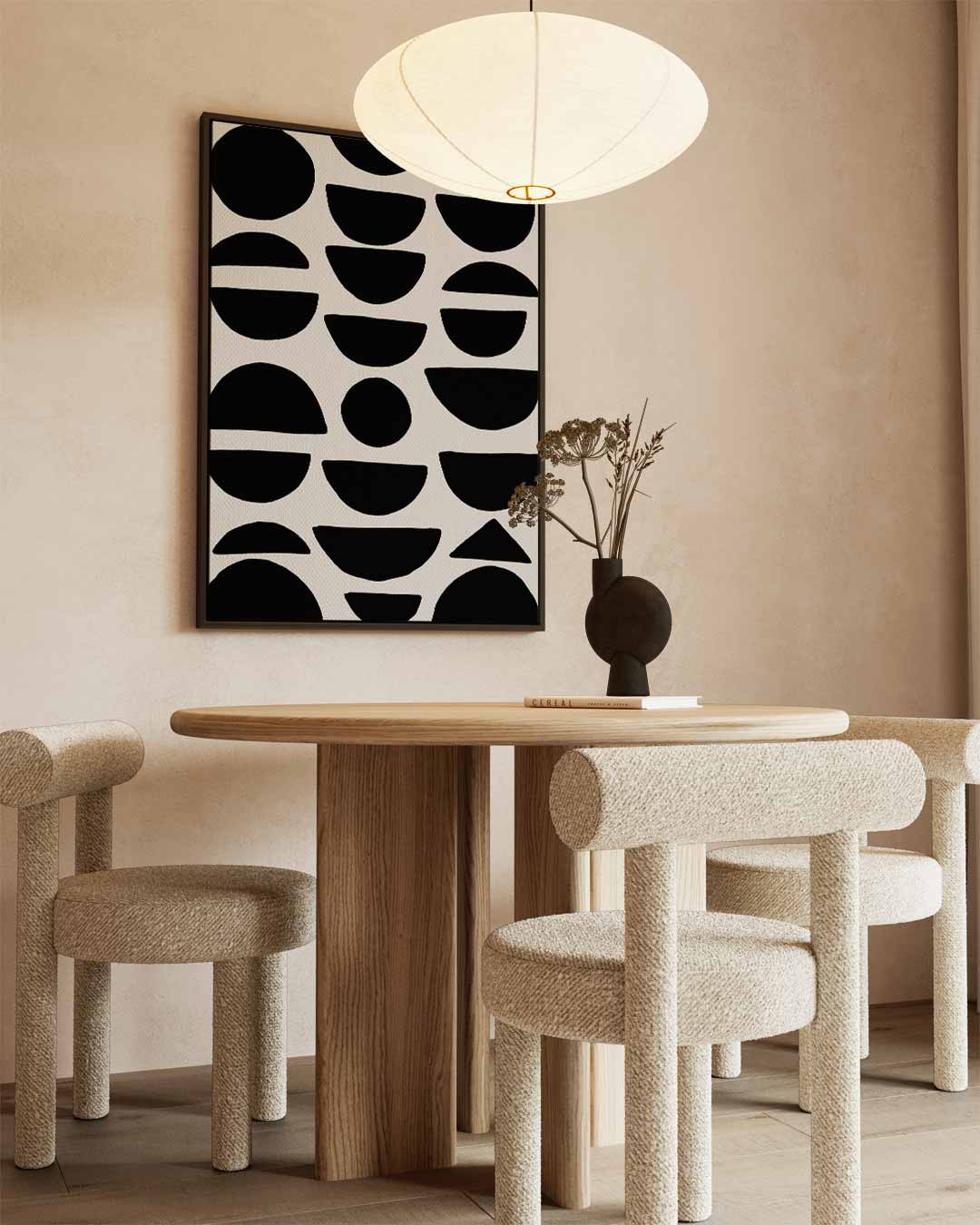 Modern Geometrisch Wandkunstwerk – kunstwerk met zwarte baklijst