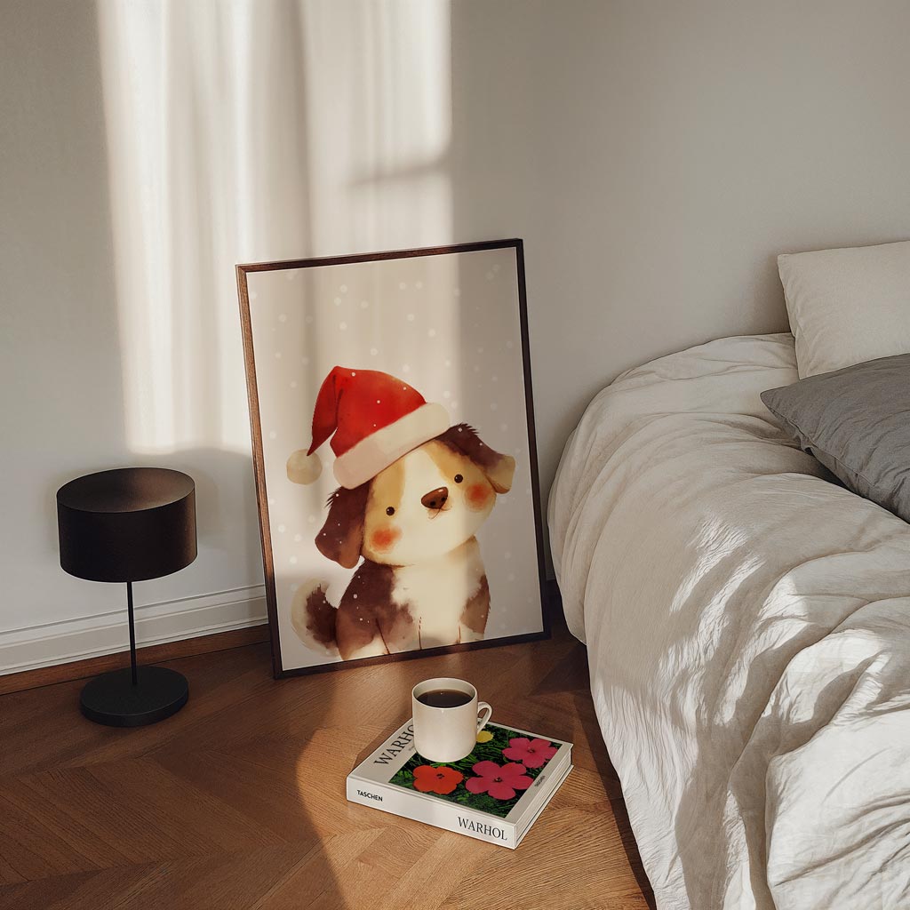 Schattige Kerst Puppy – kinderposter in staand formaat