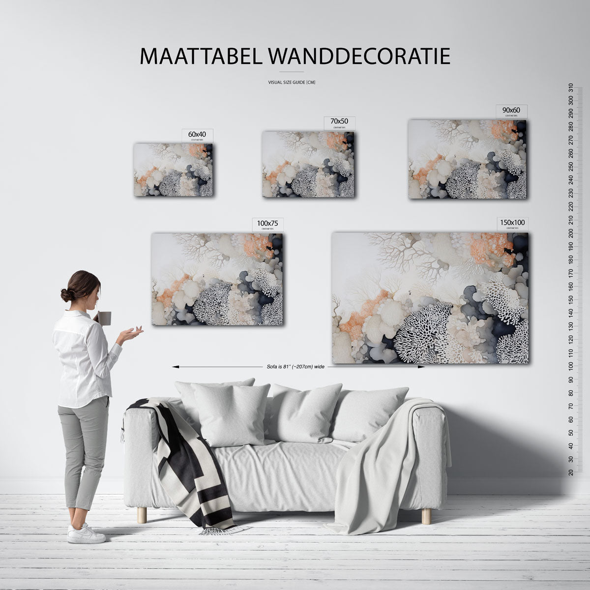Organische vormen compositie – Organische – moderne liggende wandkunst