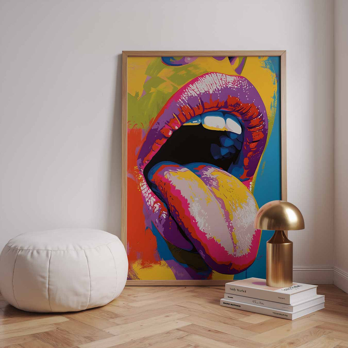 Kleurrijk Pop Art Lippenkunstwerk – urban poster in staand formaat