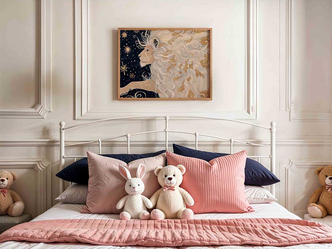Leeuw met sterren – kids poster in liggend formaat