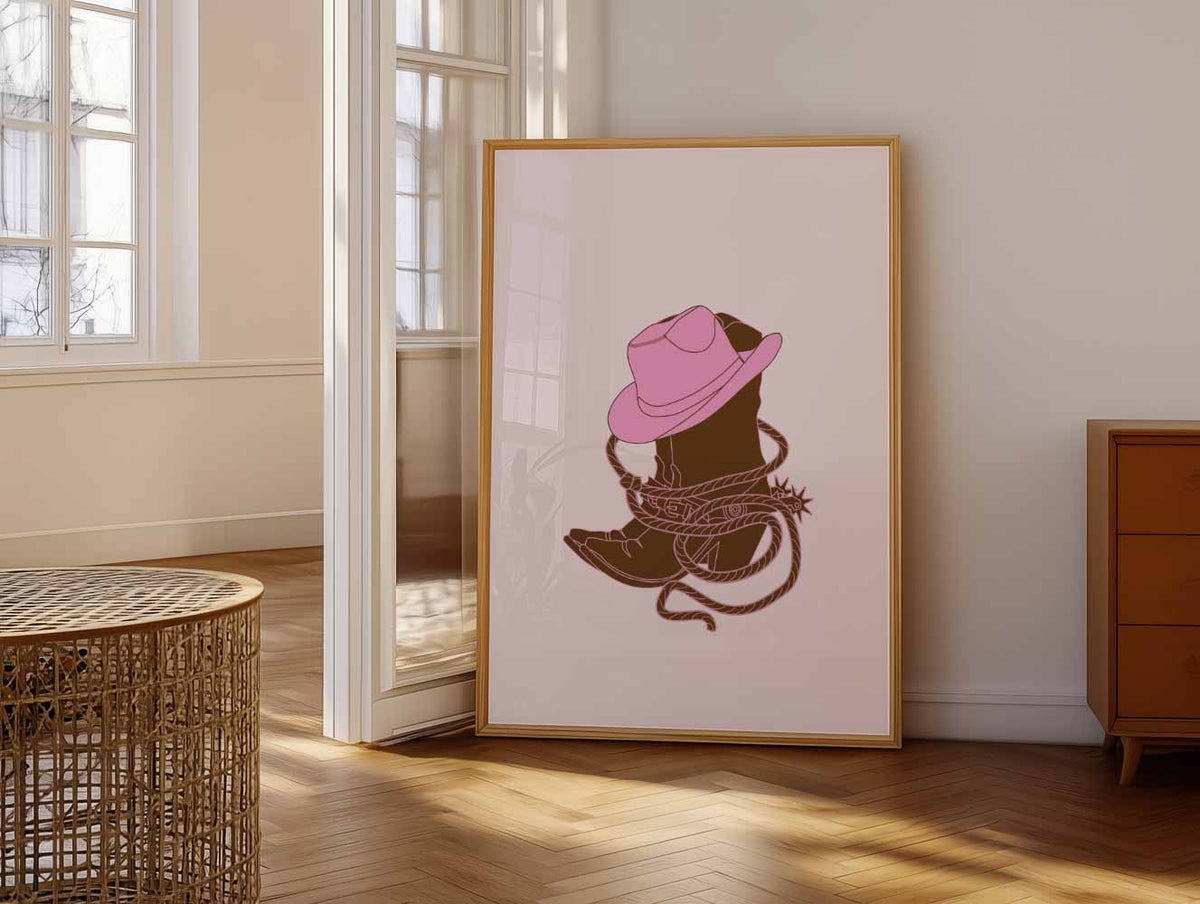 Stoere Cowboy Chic – vrolijke paasillustratie als portret poster