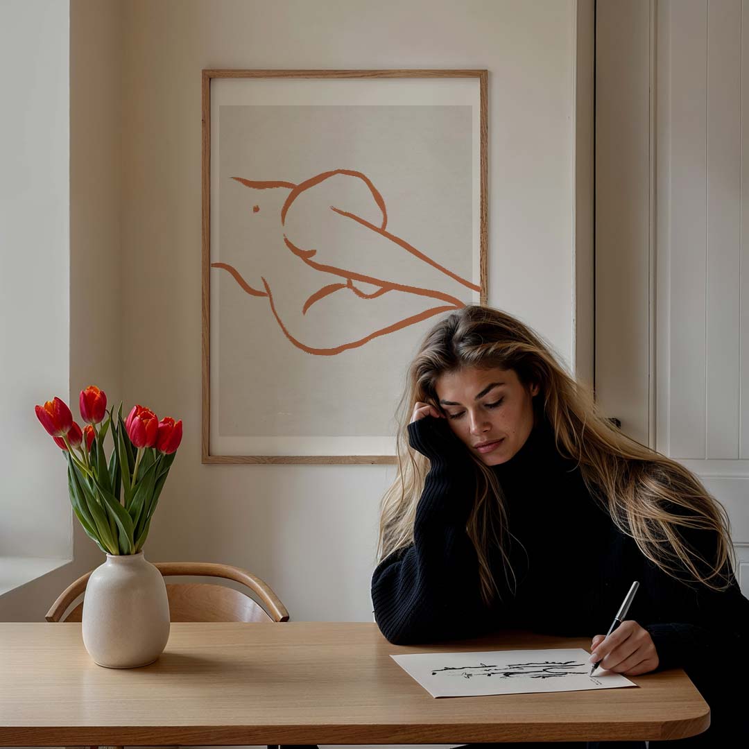 Elegante Abstracte Lijntekening – lijntekening poster in staand formaat