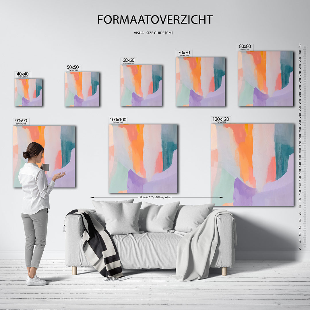 Kleurrijke vormen kunstwerk – materiaalweergave – dit werk toont een dynamische compositie van vloeiende vormen en levendige