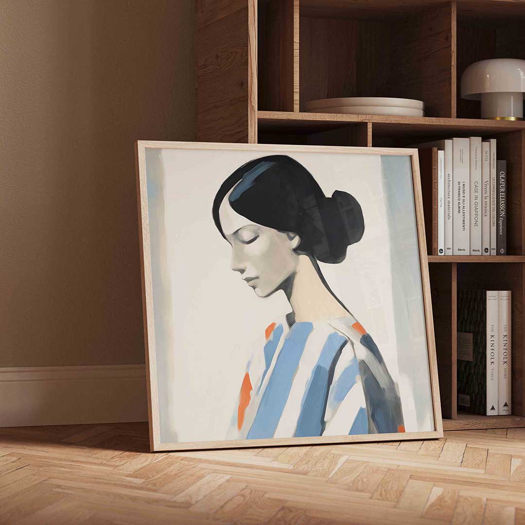 Vrouwelijk profiel – vierkante portret wanddecoratie van WallArtistic